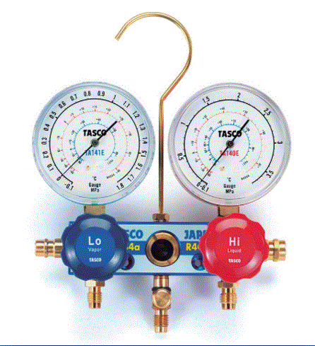 マニホールド■ バルブ…高耐圧ニードルパッキン■ ゲージ取付ネジ…1/8″NPT（TA126）連成計・圧力計|低圧側ー0.1〜1.8MPa（TA141E）連成計・圧力計|高圧側ー0.1〜3.8MPa（TA140E）チャージホース100cm・...