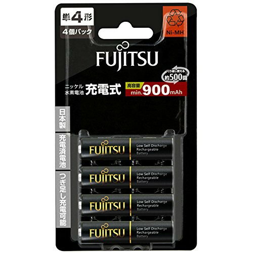 富士通 ニッケル水素電池(高容量タイプ) 単4形 1.2V 4個パック 日本製 HR-4UTHC(4B)