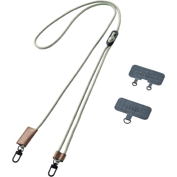 [エレコム] スマホショルダー スマホストラップ カジュアル ナイロン 丸紐 ストラップシート(1口&2口) 付属 長さ調節可能 [好きなスマホケースに挟むだけ