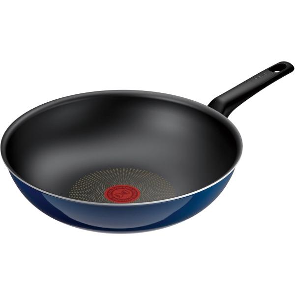 ティファール 炒め鍋 28cm 深型 中華鍋 ガス火専用 PFOAなどの有害物質不使用 ロイヤルブル ...