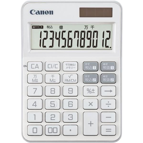 キヤノン カラフル電卓 ミニ卓上 12桁 パールホワイト KS-126WUV-PW 【まとめ買い3個セット】