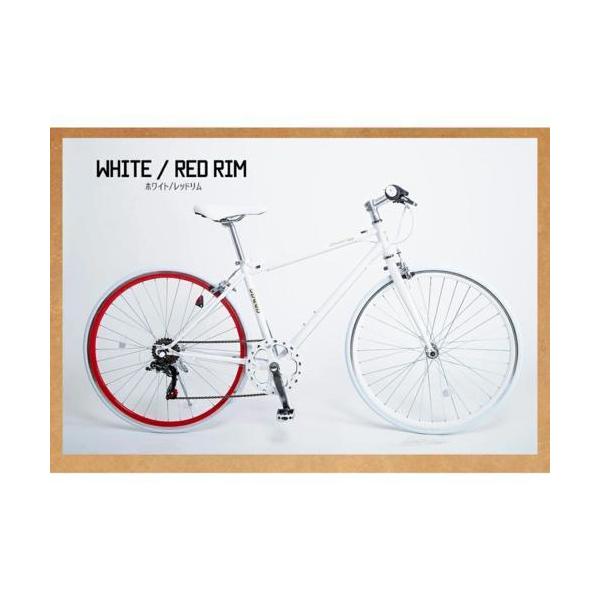クロスバイク 700x28C シマノ製6段変速 21テクノロジー(21Technology) CL266(ホワイト/レッドリム)