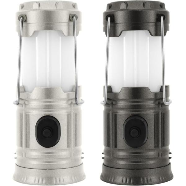 トレードワン LED ランタン 連続点灯時間 約20時間 電池式 キャンプ スライドランタンポケットBW 2個セット ダークグレー・ホワイト 30722