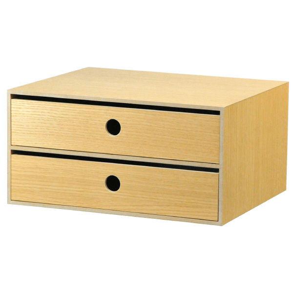 ニーズ A4ファイルトレーが入る2段引き出し ライトブラウン 幅340×奥行き275×高さ170mm 1個
