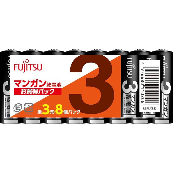 乐天商城 - FDK 富士通マンガン・黒 単3×8P 1.5V R6PU(8S)