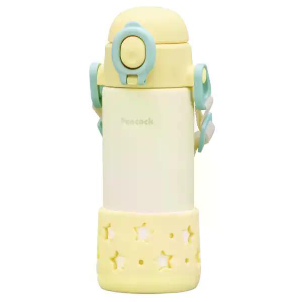 乐天商城 - ピーコック 【ベルト付き・食洗器対応】 ピーコック 水筒 ベビー 400ml 保冷 ストロー ワンタッチ ストローマグ ベビーボトル スターイエロー APC-R40 YS