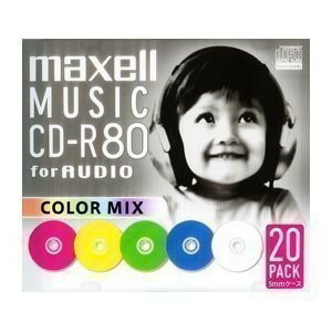 maxell 音楽用 CD-R 80分 カラーミックス 20枚 5mmケース入 CDRA80MIX.S1P20S
