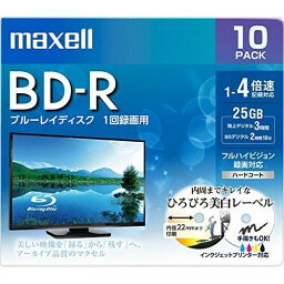 マクセル 録画用 BD-R 標準130分 4倍速 ワイドプリンタブルホワイト 10枚パック BRV25WPE.10S