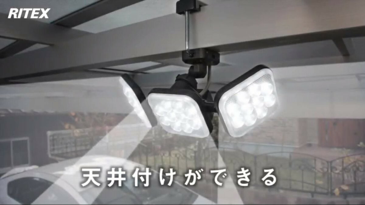 ムサシRITEXフリーアーム式LEDセンサーライト(8Wtimes;1灯)「コンセント式」防雨型LED-AC1008