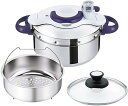 T-fal ティファール 圧力鍋 4.5L IH対応 2~4人用 タイマー ワンタッチ開閉 10年保証 クリプソ ミニット パーフェクト パープル P46206...