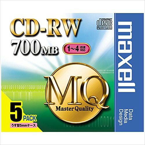 maxell データ用 CD-RW 700MB 4倍速対応 5枚 5mmケース入 CDRW80MQ.S1P5S