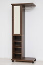 クロシオ(Kuroshio) ミラー付ハンガーラック 幅60×奥行40×高さ156cm (ブラウン) 国産 62136