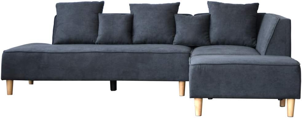 63266 ファミーユ L（DGY）コーナーソファ 2個 ソファー ハイ ロー カウチソファ 取り外し可能 クッシ..