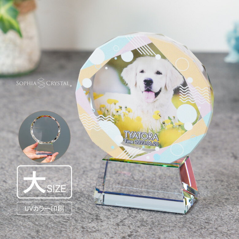 ペットメモリアル KP-4A-gift 大 写真 カラー ペット クリスタル ガラス かわいい キラキラ 犬 猫 うさぎ インコ