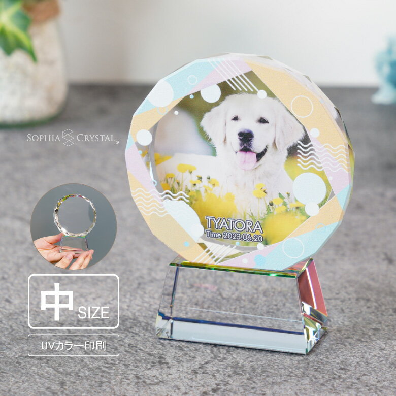 ペットメモリアル KP-4B-gift 中 写真 カラー ペット クリスタル ガラス かわいい キラキラ 犬 猫 うさぎ インコ