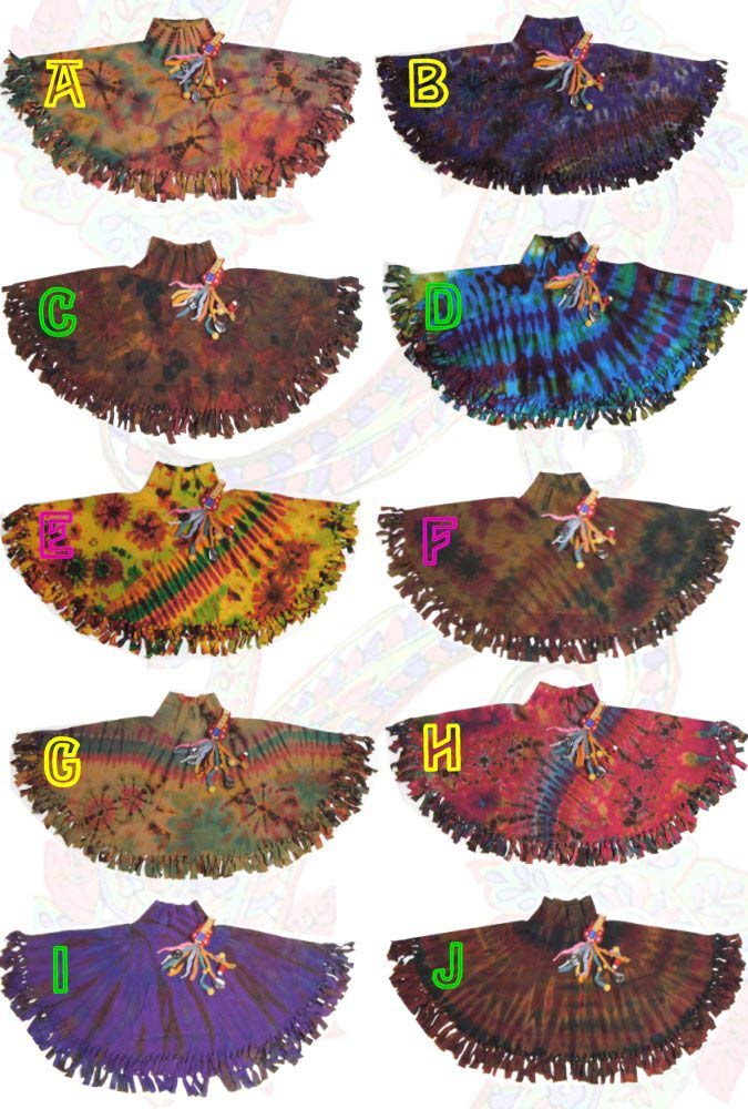 柔らかコットンストレッチのタイダイ染めフリンジポンチョ ベビー キッズ ファッション トップス ケープ マント ポンチョ 春 秋 冬 子供服 女の子 男の子 エスニック 90 ヒッピー 予約販売品 1 タイダイ染め コットン アジアン フォークロア ストレッチ 110 ユニ