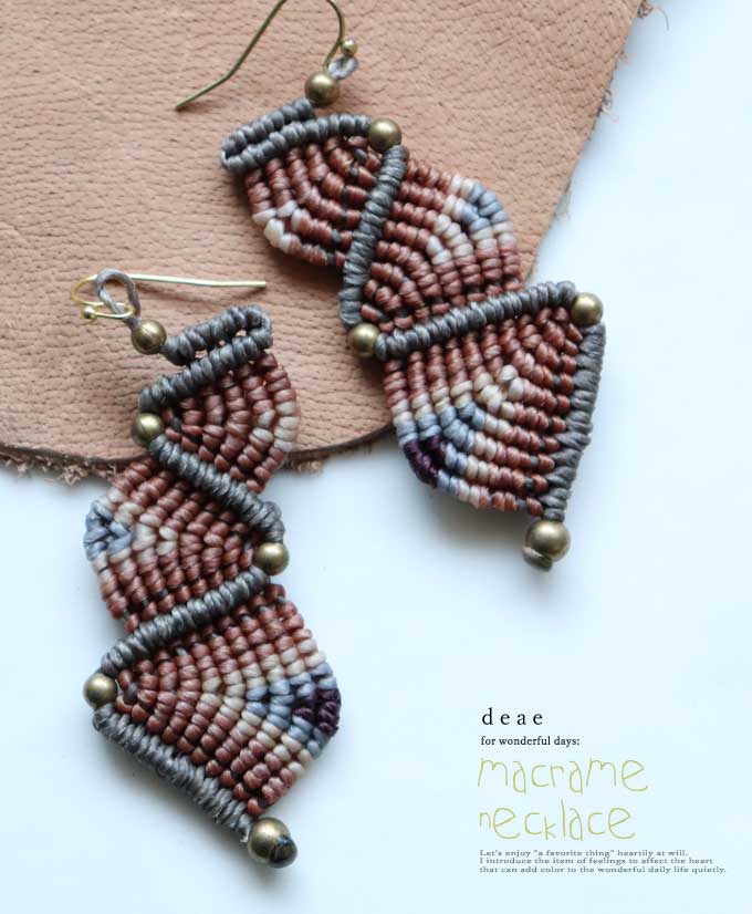 乐天商城 - ピアス 金属アレルギー対応 マクラメ編み ハンドメイド 手作り エスニック トライバル 大人ナチュラル オリエンタル レディース ファッション 春 夏 秋 冬 オールシーズン 「耳元に個性をプラス ハンドメイドのマクラメ編みピアス」