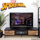 幅150cm 奥行41cm 高さ40cm テレビ台 オリジナルメッセージプレート付き マーベル スパイダーマン【 完成品 収納 木製 無垢 TV台 アカシア ブラック ガラス おしゃれ マーベルコーナー テレビボード 32型 40型 国産 限定 日本製