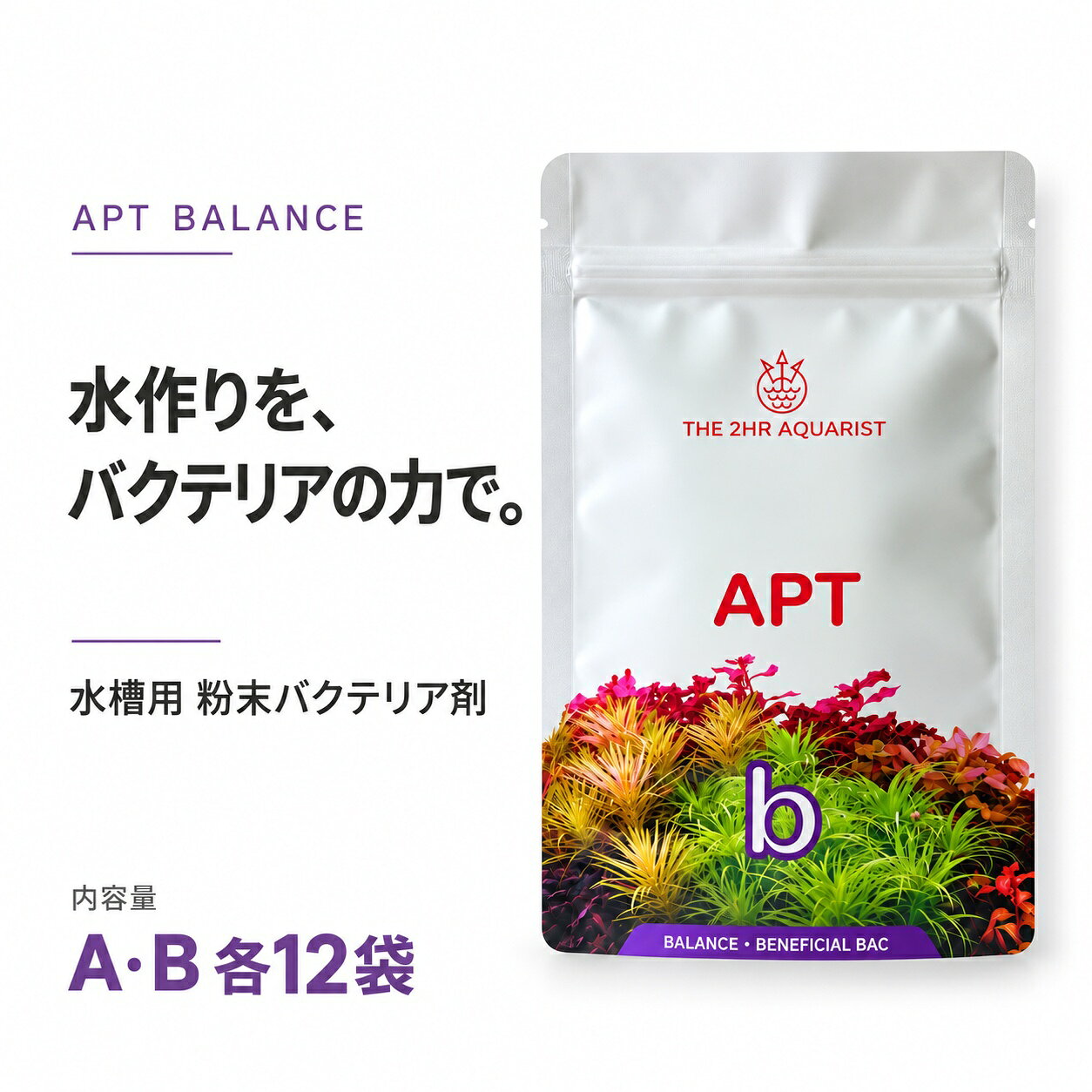 APT BALANCE 水槽用 粉末バクテリア剤 A・B各12袋 硝化細菌・有機物分解菌 水草水槽 立ち上げ ソイル対応 THE 2HR AQUARIST