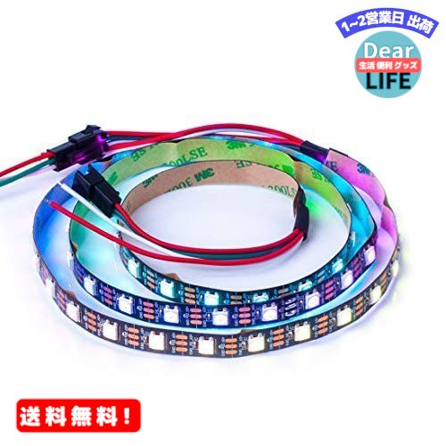 MR:BTF-LIGHTING WS2812B LEDテープライト 5050 SMD RGB 合金ワイヤー 1m 60LEDs 個別にアドレス指定可能 切断可能 プログラマブル可能 DC5V ドリームフルカラー 夢幻色 ネオピクセル 黒PCB 非防水 LEDイルミネーション