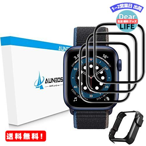 MR:『2021年春改良』AUNEOS Apple Watch用 フィルム 44mm PET複合材【オリジナル製品 】道具付き Series 6/Series5/ Series4/ Series SE対応 キズ防止 耐衝撃 高透明度 防滴 防塵 アップルウォッチ 用 液晶保護フィルム (44mm