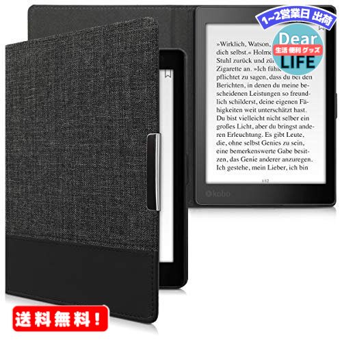 MR:kwmobile 対応: Kobo Aura ONE ケース - キャンバス 電子書籍カバー - オートスリープ reader 保護ケース