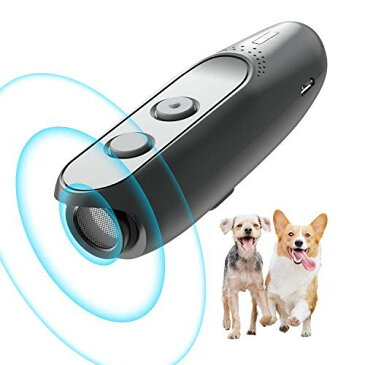 犬 無駄吠え防止 グッズ 超音波吠え防止器具 （2020最新版）しつけ むだぼえ禁止 犬の訓練用 3つの調整モード USB充電式 携帯式 夜泣き対策 安全無害 LEDインジケータ （日本語取扱説明書付き）