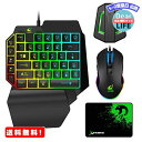 メカニカル式 専用コンバーター付き 片手キーボードマウスセット RGB ゲーミング キーボード マウス セット USB有線 アダプター レインボーバックライト 5マルチメディアフ...