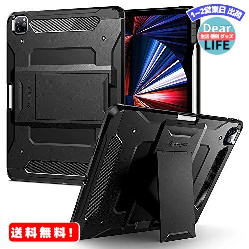 MR:Spigen iPad Pro 12.9 P[X Jo[ 2021 Ռz ϏՌ Apple Pencil [ X^h 2d\ ϋv ^tEA[}[v ACS02881 (ubN)