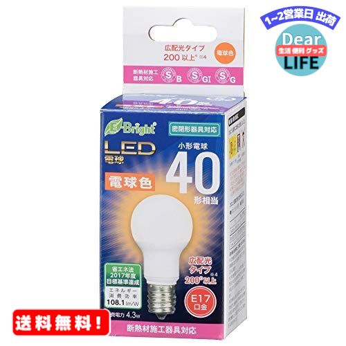 MR:オーム電機 LED電球 小形 E17 40形相当 電球色 LDA4L-G-E17 IH2R1  ...