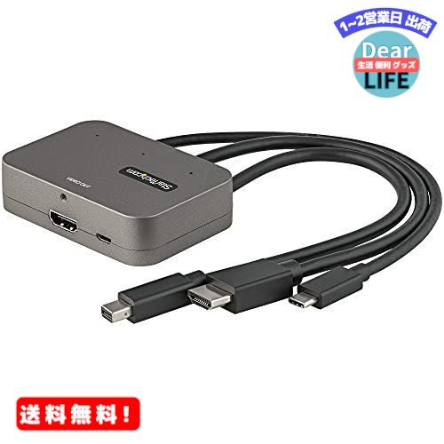 MR: StarTech.com 3in1 HDMIマルチ変換アダプタ／3入力（USB-C、Mini DisplayPort、 HDMI） - 1出力（HDMI）／会議室ディスプレイアダプタ／4K60Hz + HDR CDPHDMDP2HD