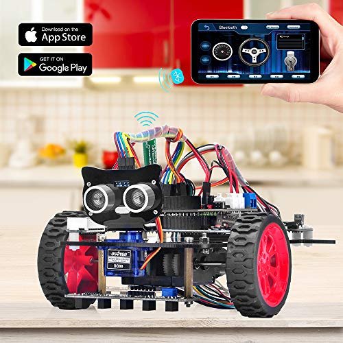 MR:OSOYOO2輪 駆動 スマート ロボットカー スターターキット Arduino互換の UNO R3 プロジェクト 2WD Smart Robot Car Kit オープンソース 教育ロボット 知育 日本語チュートリアル(9V電池付き) 2