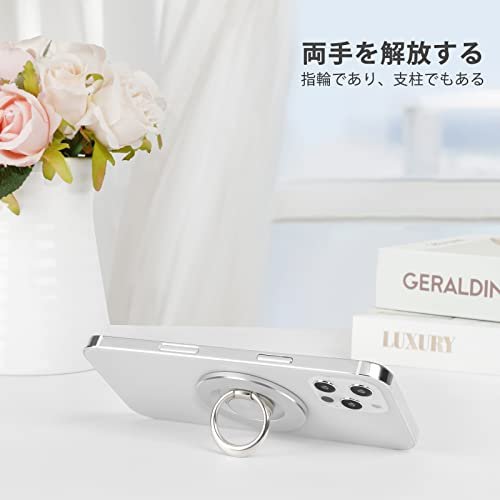 MR:Shiny Flower Magsafe対応 スマホリングスタンド スマホリング ワイヤレス充電対応 360?回転 薄型 強力磁石付き スマホ落下防止 iPhone12/iPhone13シリーズ シルバー