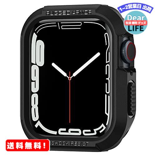 【Spigen】 Apple Watch ケース 41mm | 40mm 【 Series 7 / Series SE/Series 6 / Series 5 / Series 4 対応 】 落下 衝撃 吸収 タフネスデザイン 保護カバー アップルウォッチケース ラギッド・アーマー 061CS24480 (ブラック)