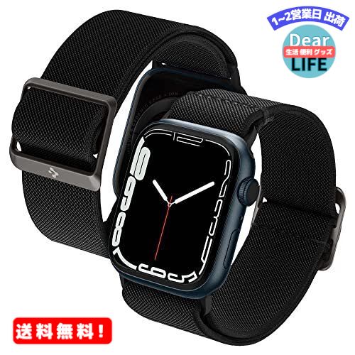 楽天ディアライフ 生活便利グッズの店Spigen Apple Watch バンド 41mm 40mm 38mm コンパチブル ファブリック ソロループ 一体型 軽量 速乾 スポーツバンド 柔軟 Apple Watch 全Series用 バンド調整可 腕時計 時計バンド ライトフィット AMP02290 （ブラック）