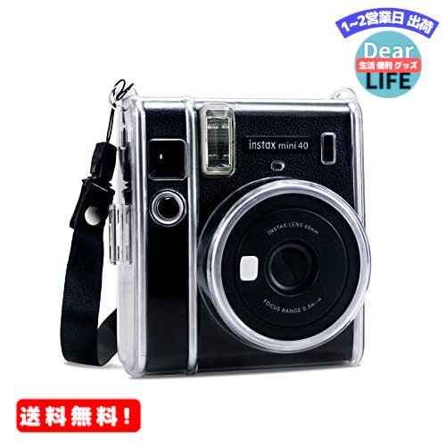 MR:kinokoo Fujifilm チェキ instax mini 40 ケース instax mini 40 カメラケース 透明 ハード PCカバー ショルダーストラップ付き 防塵　カメラ保護ケース　PC（透明）