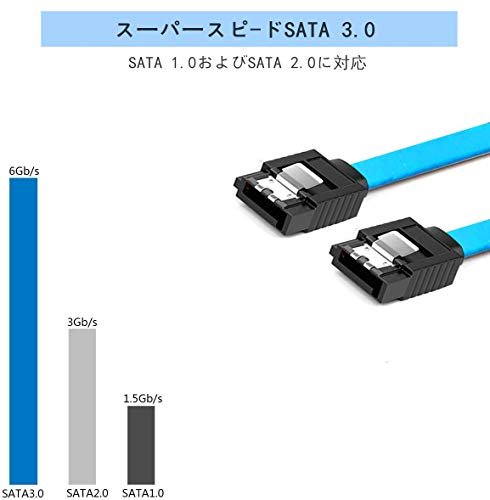 MR:SATA 3ケーブル ストレート型 4本セット シリアルATA3ケーブル SSDとHDD増設 高速 6Gbps対応 抜け落ち防止 ハードディスク/光学ドライブ 最適 ラッチ付 40cm HDD SSD S-ATA III データ コード ライトブルー 3