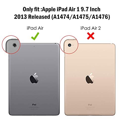 MR:ProCase iPad Air 1(2013発売)ケース スマート 超スリム スタンド フォリオ保護ケース 半透明フロスト バックカバー 対応端末：Apple iPad Air 9.7 第1世代(A1474 A1475 A1476)-グレー