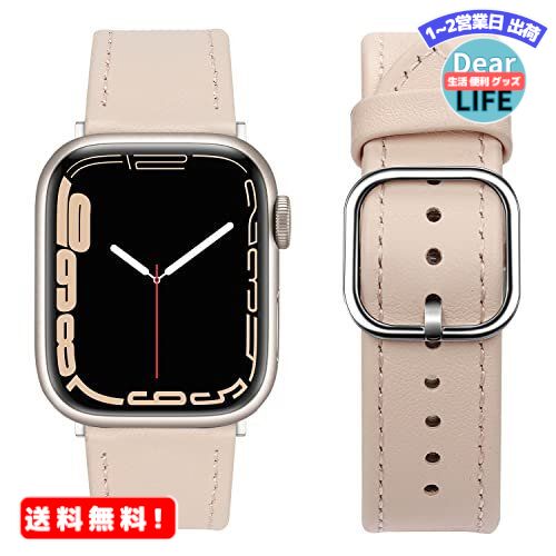 MR:Tasikar Band コンパチブル Apple Watch バンド 45mm 44mm 42mm 41mm 40mm 38mm アップルウォッチ バンド，トップグレインレザー交換バンド iWatch SE シリーズ7 6 5 4 3 2 1 (45mm/44mm/42mm，ピンク）