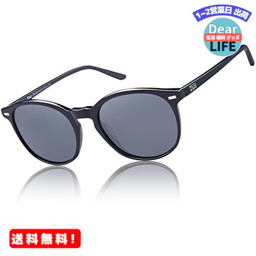 MR:DUCO サングラス レディース uvカット 丸サングラス ブラック uv400 偏光 レンズ ファッションなデザイン sunglasses women 紫外線カット 1230