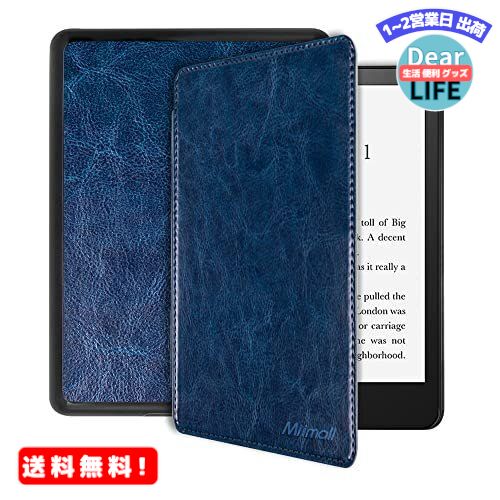 MR:Miimall Kindle Paperwhite 第11世代 ケース 2021Newモデル Kindle Paperwhite 第11世代 カバー ハンドストラップ付き スマートOFF/ON マグネット開閉 防衝撃 PUレザー Kindle Paperwhite 2021対応（ダークブルー）