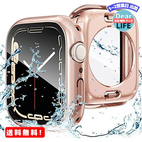 MR:Jazolmky 対応 Apple Watch 7 SE/Series6/5/4 用 360°保護 ケース 40mm/41mm/44mm/45mm 防水防塵ケース PCフレーム 一体型 カバー 耐衝撃 指紋防止 高透光率 軽量 脱着簡単 アップルウォッチシリーズ 対応 (ローズゴールド