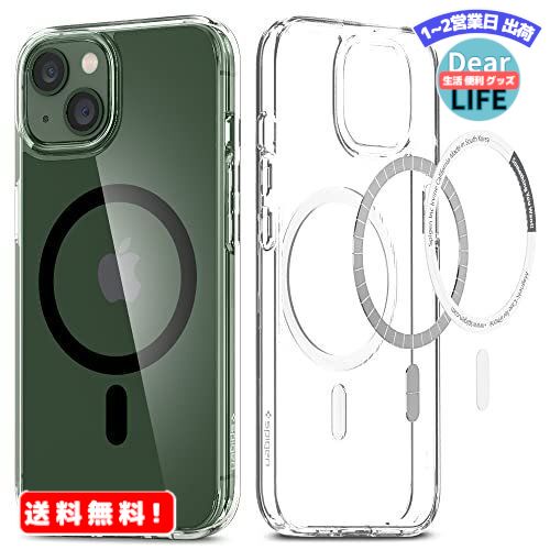 MR:Spigen iPhone13 ケース MagSafe対応 マグネット搭載 2重構造 米軍MIL規格取得 耐衝撃 すり傷防止 マグセーフ 適用カバー 黄ばみ無し ワイヤレス充電対応 ウルトラ・ハイブリッド マグ ACS03529 (ブラック)