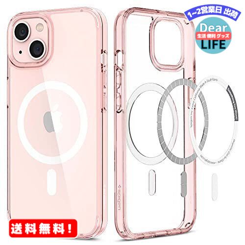 MR:Spigen iPhone13 ケース MagSafe対応 マグネット搭載 2重構造 米軍MIL規格取得 耐衝撃 すり傷防止 マグセーフ 適用カバー 黄ばみ無し ワイヤレス充電対応 ウルトラ・ハイブリッド マグ ACS03530 (ローズ・クリスタル)