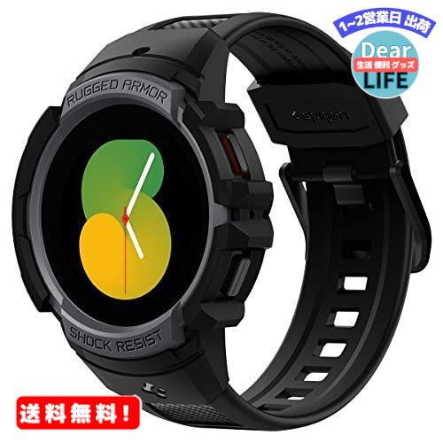 MR:Spigen Galaxy Watch 5 バンド 44mm 一体型 ケース Galaxy Watch 4 対応 カバー 耐衝撃 PC TPU 二重構造 スポーツバンド 落下 衝撃 吸収 耐久性 傷防止 ラギッド・アーマー・プロ ACS03164 (チャコール・グレー)