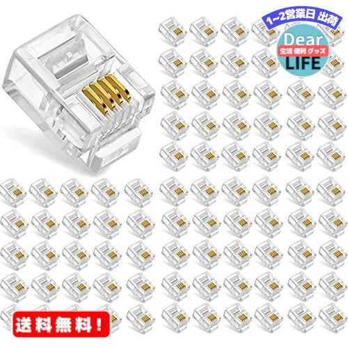 MR:fogman RJ11 モジュラーコネクタ 100個セット 金メッキ 6極4芯 6P4C