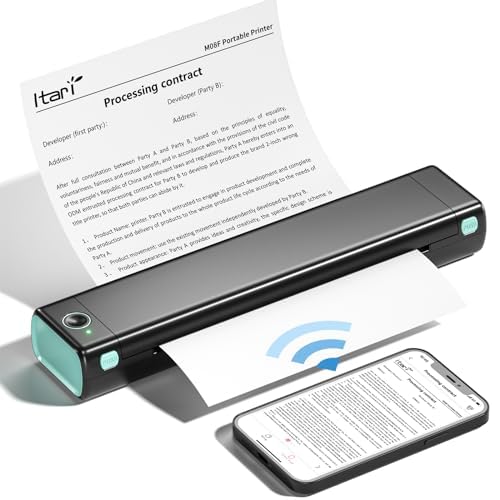 MR: Itari M08F モバイルプリンター A4 ミニプリンター携帯プリンターコピー機 家庭用portable printer熱転写 プリンター 家庭用およびオフィス用のポータブル プリンター 8.26x11.69 ラップトップ互換