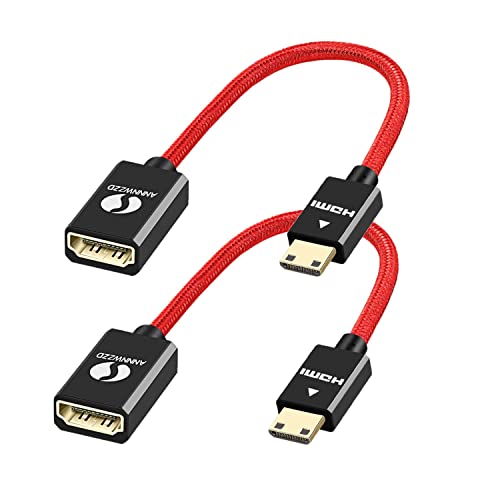 MR: Mini HDMI to HDMI 変換アダプタ 2 pack,ANNNWZZD ミニ HDMIオス-HDMI メス延長 ケーブル