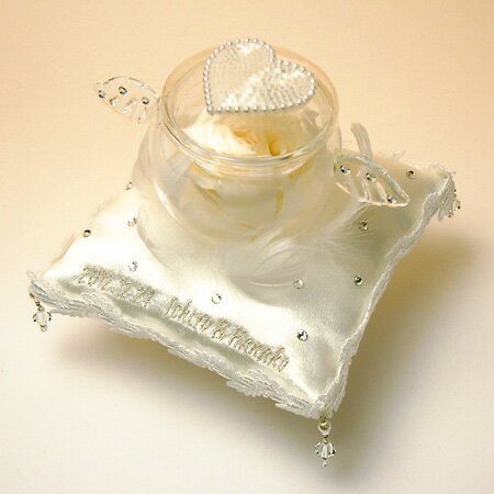 【ポイントUP】名入れ刺繍可★エンジェルウィング【リングピロー ソープフラワー 完成品】レース おしゃれ かわいい 人気 結婚指輪 結婚祝い 結婚記念日 ギフト...