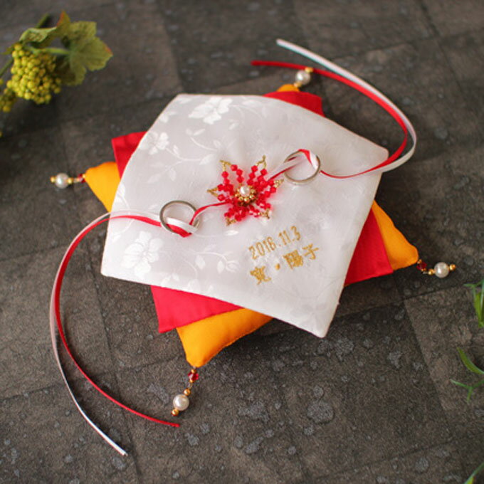 【ポイントUP】名入れ刺繍可キット★まんよう (スクエア)【リングピロー 和風 手作りキット】レース おしゃれ かわいい 人気 結婚指輪 結婚祝い 結婚記念日 ...